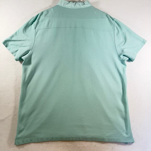Calvin Klein Polo Shirt Men XXL All Cotton Mint Green Pockets Button Down Collar - Picture 5 of 11